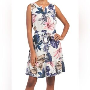 Lungo L’arno Linen Sleeveless Ruffle Hem Shift Dress Size Large NWOT Resortwear